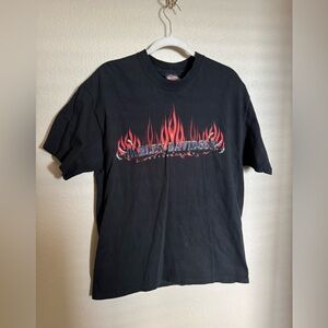 Vintage 1998 Harley-Davidson Flame Graphic Tee Shirt‎ Sz L Black Alaska